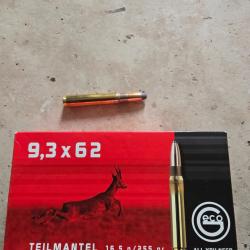 Balles calibre 1 boite de 20 balles 9,3 x 62 GECO ogive Teilmantel 16.5g / 255 gr