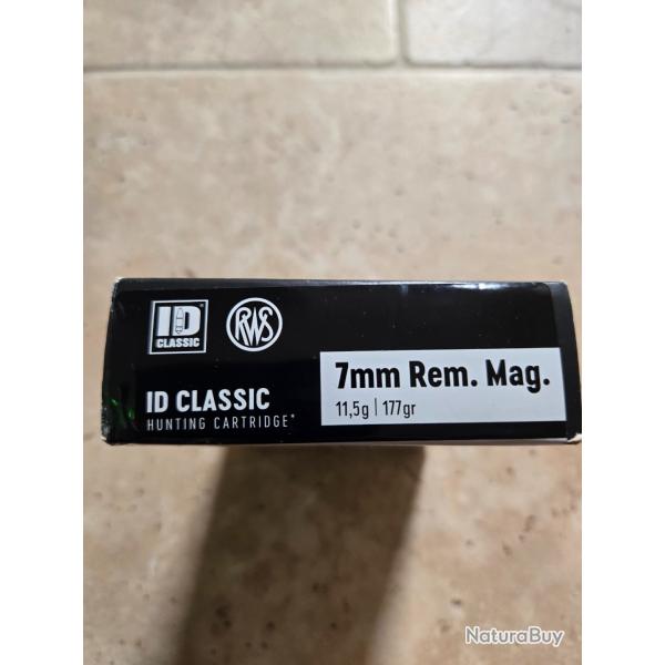 Balles calibre 7mm RM  boite de 20 balles RWS ogive ID CLASSIC 11,5g / 177 gr