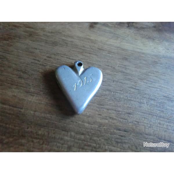 souvenir de tranch�e pendentif coeur  alu 1915