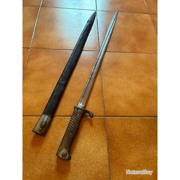 Baillonette allemande pour Mauser avec son fourreau