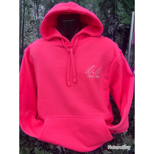 SWEAT A CAPUCHE L&L WE SHARE Rose Fluo