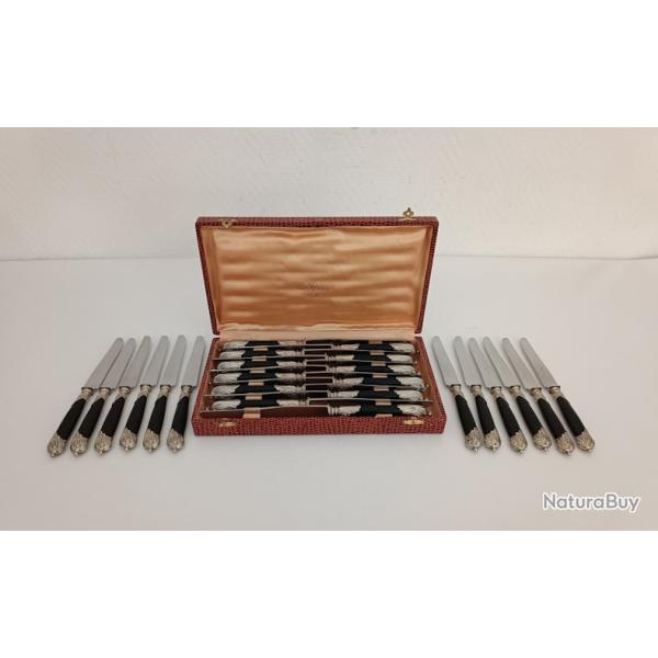 M�nag�re 24 couteaux F�lix Fr�res Toulouse - M�tal argent� - Style Louis XV Rocaille