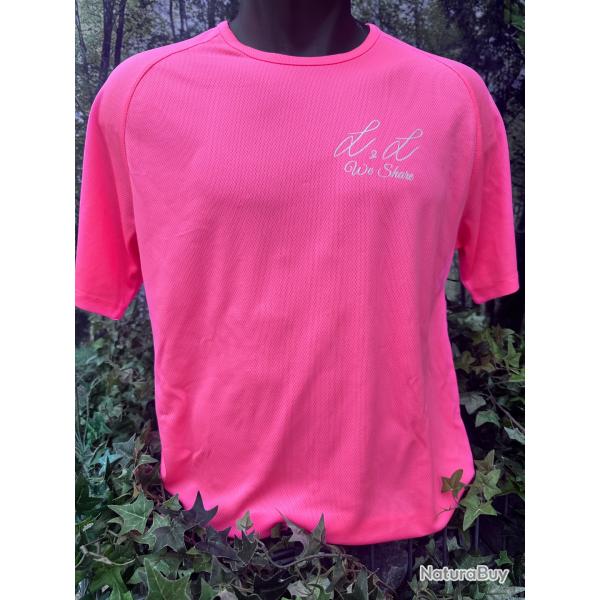 TEE SHIRT ROSE FLUO L&L WE SHARE COUPE AMPLE