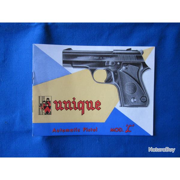 Notice d'origine pistolet Unique mod�le L
