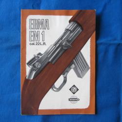 Notice papier d'origine - ERMA EM1 - USM1 22lr