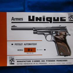 Notice d'origine pistolet Unique D6