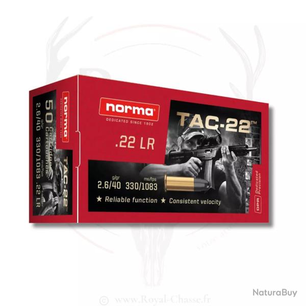 50 balles TAC-22 22LR 40GRS NORMA