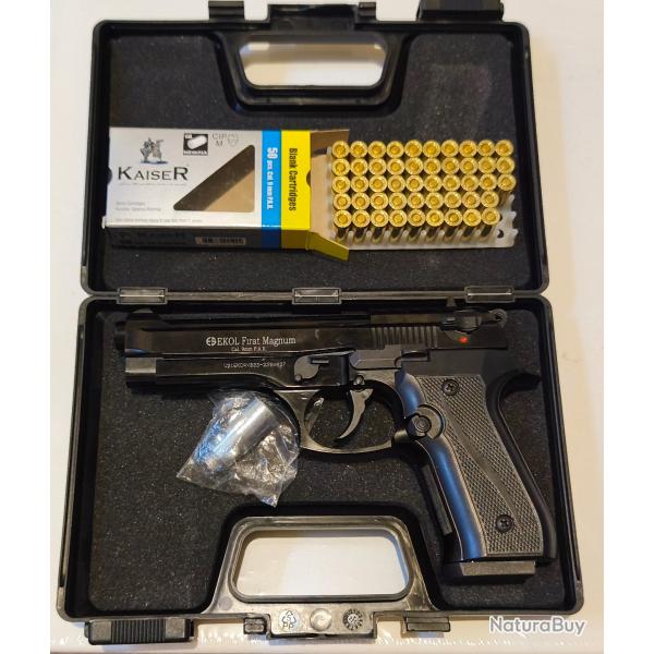 Pistolet � blanc Beretta 92FS Ekol firat magnum noir 9mm Pak