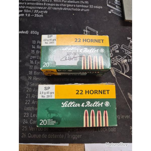 Douilles 22 Hornet S&Bellot 80 �tuis