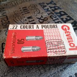 Balles .22 court Gevelot bo&icirc;te ancienne de 50 unit&eacute;s pour collectionneurs