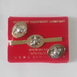 US256214a Ensemble pince &agrave; cravate & bouton manchette USMC