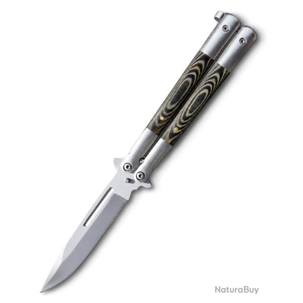 Couteau Papillon Balisong Inox et Bois