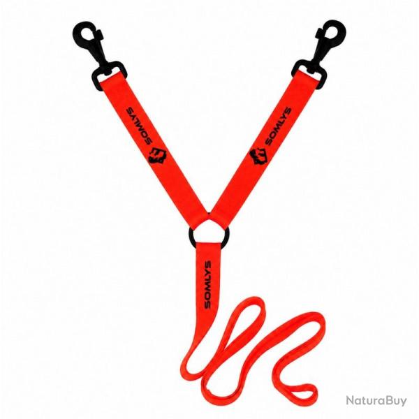 Laisse Accouples Orange pour 2 Chiens 1,50 m Somlys