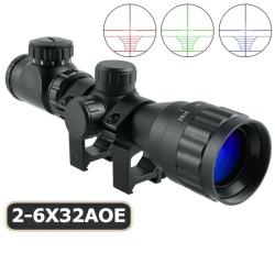 Lunette de tir 2-6x32 compacte avec r&eacute;ticule illumin&eacute; colliers 11 ou 22 mm