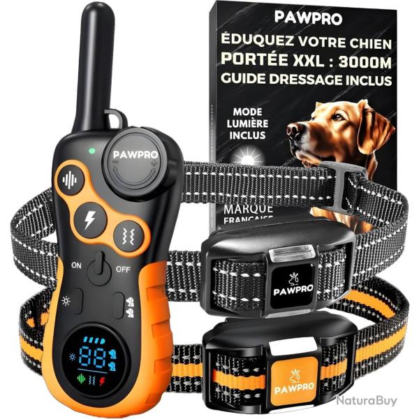 Colliers de Dressage Chien Kit de 2 Port�e de 3000m 4 Modes 124 Niveaux R�glables �tanche IPX7