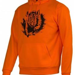 Sweat &agrave; capuche TREELAND sanglier Orange L