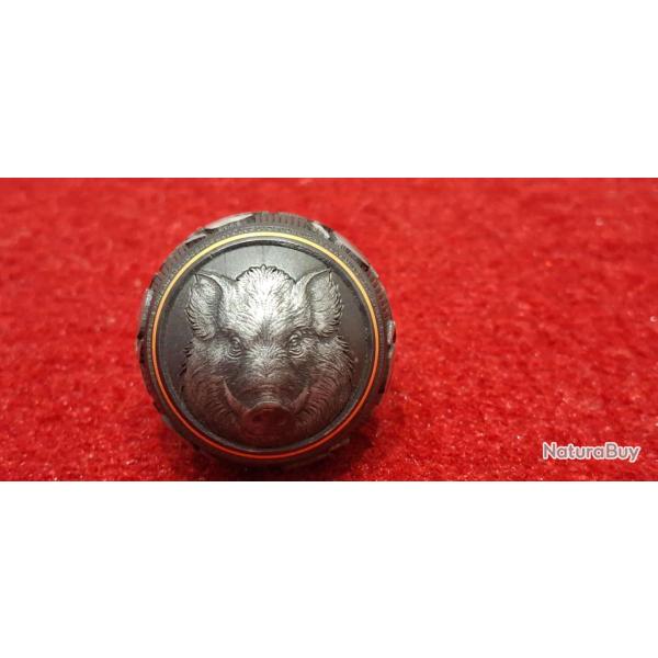 BOULE DE CULASSE de carabine motif sanglier liseret or
