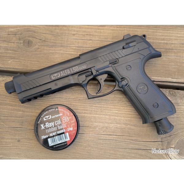 Pack Pistolet ALFA 1.5 GEN 2 noir LTL Cal.50 18 J + 25 billes X-REY