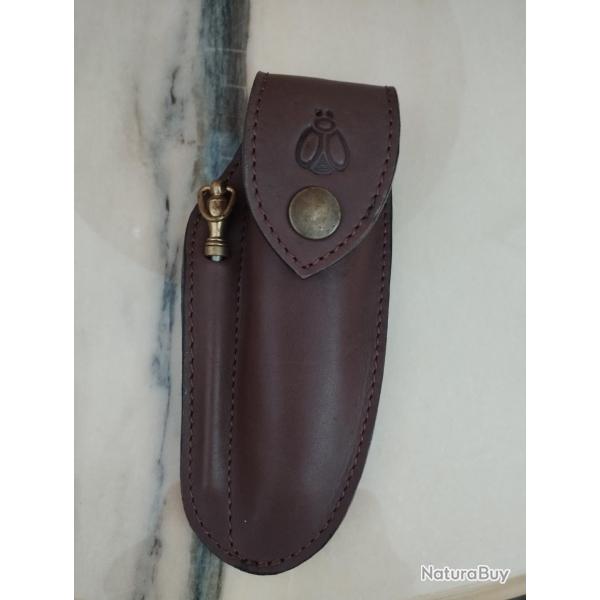 ANCIEN ETUI CUIR SOUPLE POUR LAGUIOLE JUSQU'A 13CM FERME JAMAIS UTILISE TBE