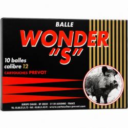 1 Boite de Cartouche &agrave; Balles Prevot Calibre 12 Wonder "S" 28gr