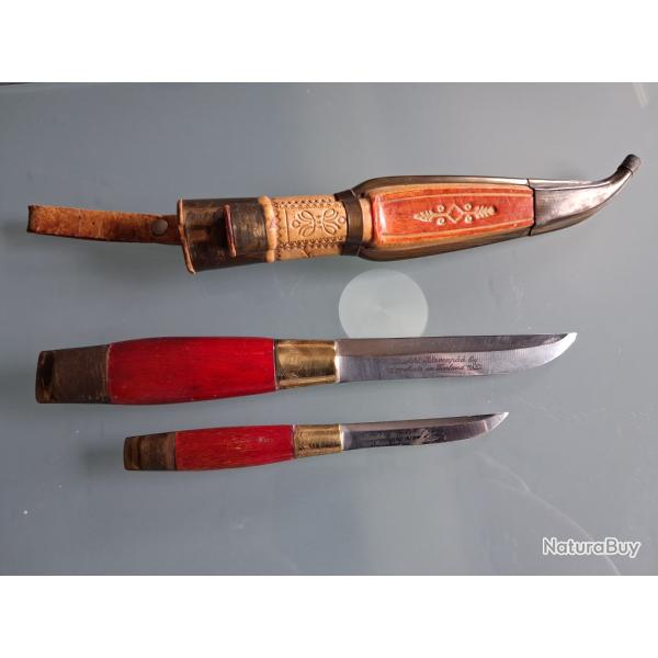 Iisakki J�rvenp�� Oy - Puukko finlandais double 2 couteaux et �tui 1950 Finlande