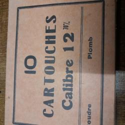 Vend 1 boite 10 cartouches calibre 12 plastiques 70 mm plombs n&deg;6