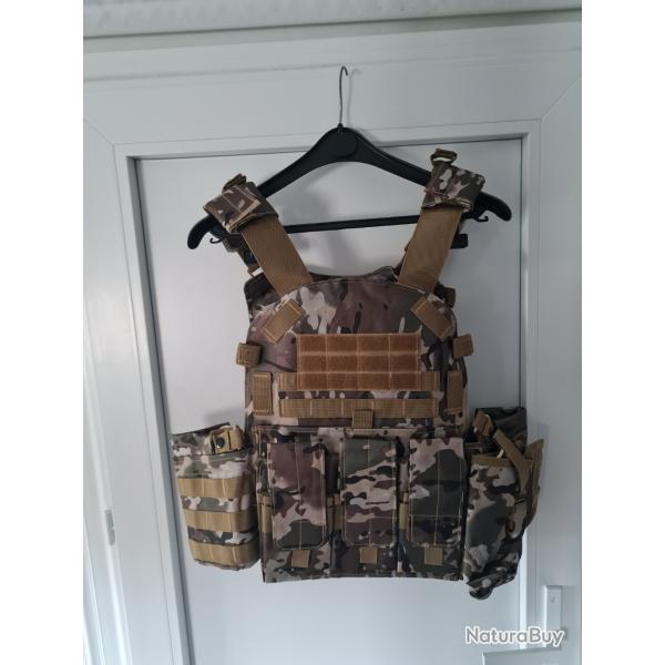 Gilet Tactique Porte-Plaques Airsoft - Type 6094 / Multicam Black