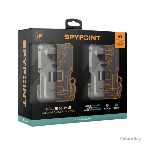 SPYPOINT FLEX-M2 BUNDLE �CONOMIQUE TWIN PACK | Cam�ras de Chasse Cellulaires | GPS Int�gr�