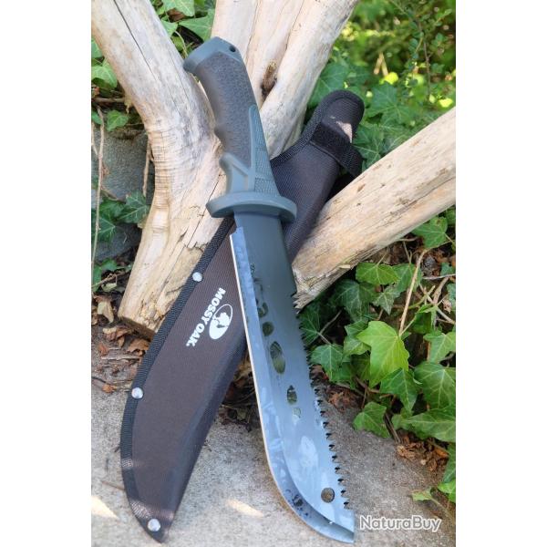 Gros Couteau Machette Bowie Lame Acier 3Cr13 Scie Manche Abs Etui Nylon Survie Treck Alaska !!