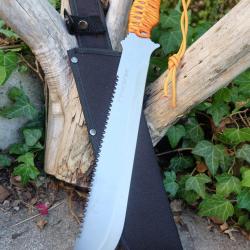 Bowie Machette Couteau Bushcraft Survie Lame Acier Inox Manche Paracorde Etui Nylon Trekking Alaska