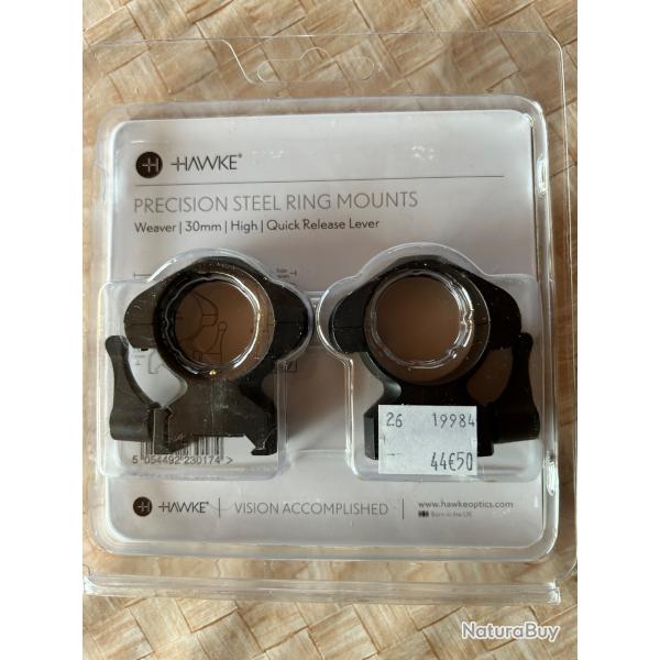 Colliers amovibles Hawke 30mm haut neufs Montage weaver