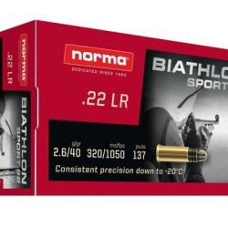 Cartouches Norma Biathlon sport cal 22 lr LRN 40 gr 2.6g