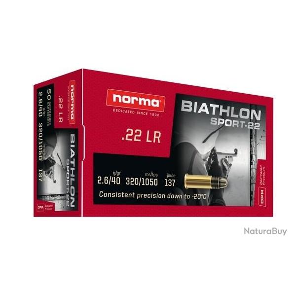 Cartouches Norma Biathlon sport cal 22 lr LRN 40 gr 2.6g