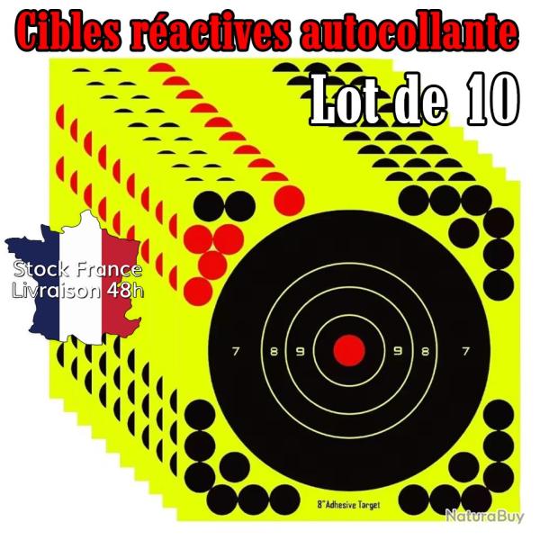 10 Cibles r�actives autocollante adh�sif 20cm - Stock France