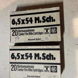 Lot de 31 cartouches RWS 6,5x54 Mannlicher Schoenauer