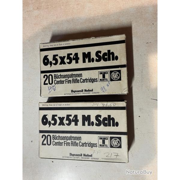 Lot de 31 cartouches RWS 6,5x54 Mannlicher Schoenauer