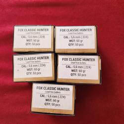 Ogives Fox Classic Hunter 5,6 mm (.224) bo&icirc;te de 50