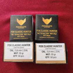 Ogives Fox Classic Hunter 5,6 mm (.224) 55gr