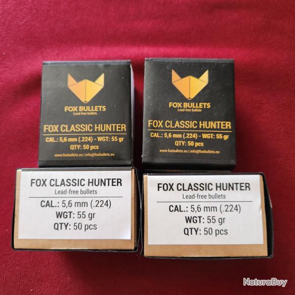 Ogives Fox Classic Hunter 5,6 mm (.224) 55gr