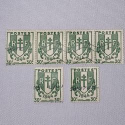Timbres Lib&eacute;ration France 1944 r&eacute;publique fran&ccedil;aise WW2