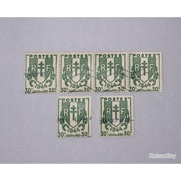 Timbres Lib�ration France 1944 r�publique fran�aise WW2