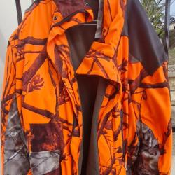 Veste de chasse camo orange grand froid decathlon