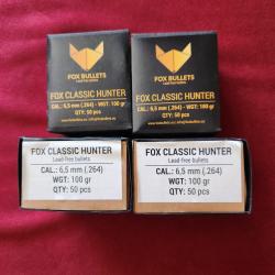 50 Ogives FOX classic hunter 6.5 mm (.264) 100 gr