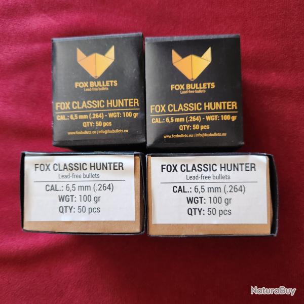 50 Ogives FOX classic hunter 6.5 mm (.264) 100 gr