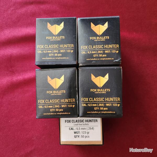50 Ogives FOX classic hunter 6.5 mm (.264) 123 gr
