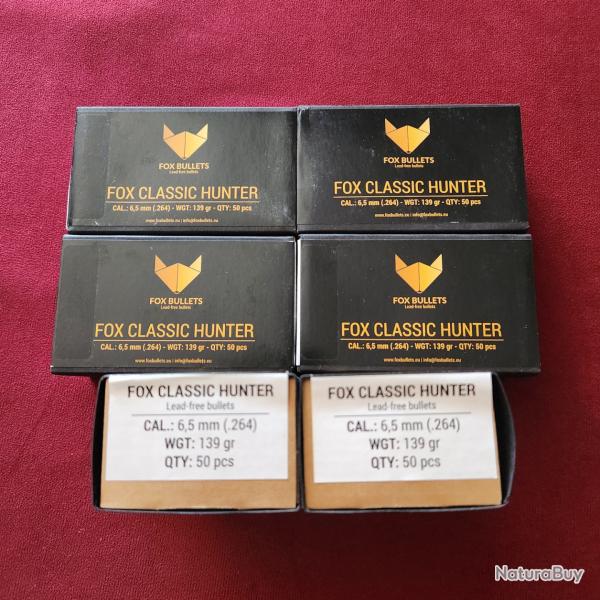 50 Ogives FOX classic hunter 6,5 mm (.264) 139 gr