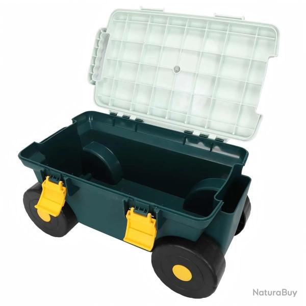 Tabouret de jardin � roulettes avec rangement int�gr� - Chariot pratique pour ext�rieur