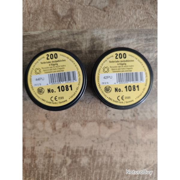 Boite de 200 amorces � ailettes RWS 1081 pour fusil � poudre noire . 6.12 mm
