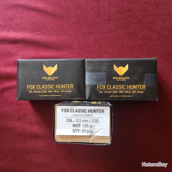 50 ogives FOX classic hunter 8,5 mm (.338) 185 gr.