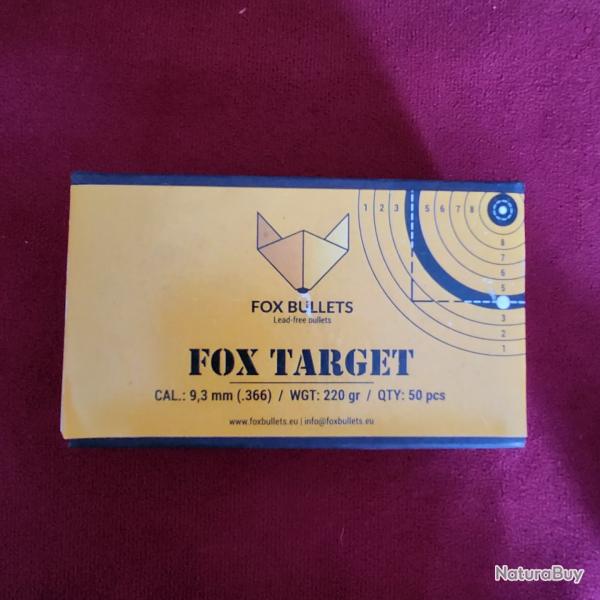 50 ogives FOX Target 9,3 mm (.366) 220 gr